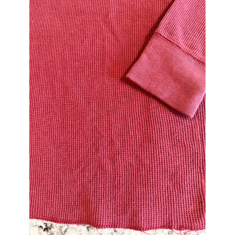 Timberland Mens Burgundy Waffle Knit Thermal Long‎ Sleeve Shirt Size Medium - Picture 2 of 8